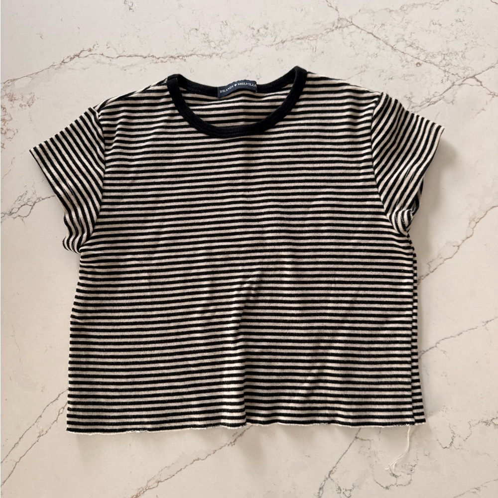 Brandy Melville Black and White Striped Top